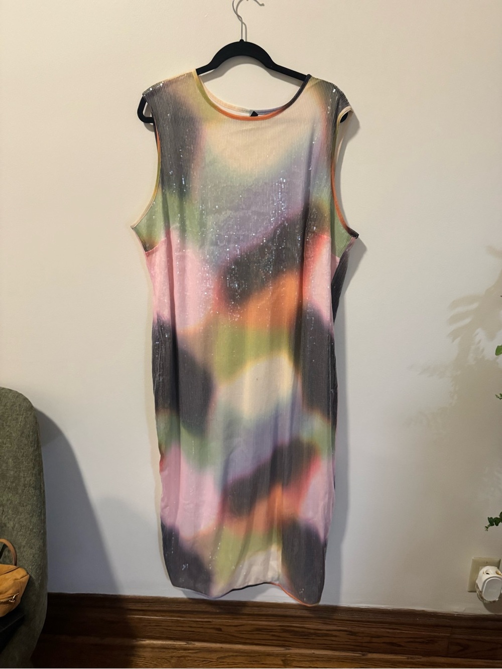 Eloquii Sleeveless Pastel Multi-Color Shift Dress with Subtle Sparkle